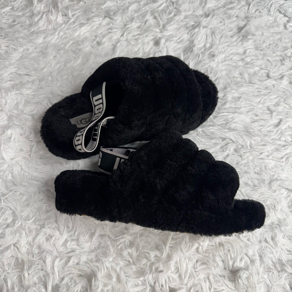 UGG Black Fluffy Footwear